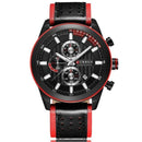 Elegan Fashion Leather Watch - Black-Red