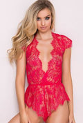 Ella - lace teddy - one size / red - lingerie