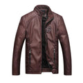 Fashionable leather jacket for mens - dark brown / s