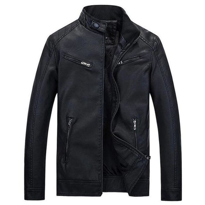 Fashionable slim fitted mens leather jacket - black / small