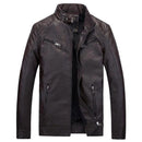 Fashionable slim fitted mens leather jacket - coffee / small