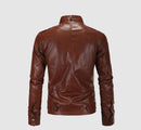 Faux fall winter thin men’s leather jacket