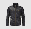 Faux fall winter thin men’s leather jacket - black / 3x-l
