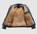 Faux fleece plus thick warm men’s leather jacket