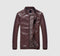 Faux spring fall thin men’s leather jacket - coffee / 