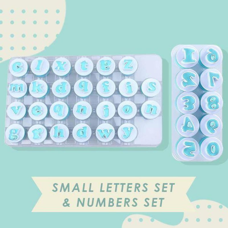 Fondant cake alphabet cutters set - small letters & numbers 