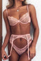 Gabrielle - garter 3 piece lingerie - s / pink - lingerie