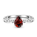 Garnet ring essence - january birthstone - 925 sterling 