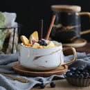 Goldtiek mug - white / wooden saucer - mug