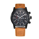Grandio Leather Chronograph Watch - Black