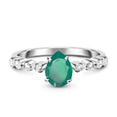 Green onyx ring essence - may birthstone - 925 sterling 