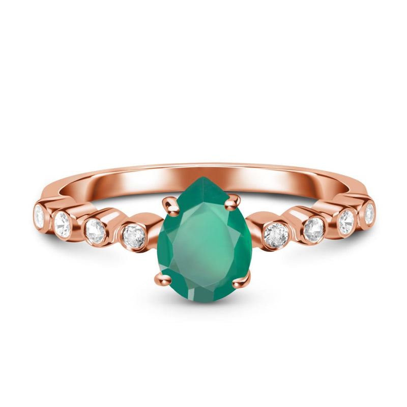 Green onyx ring essence - may birthstone - 14kt rose gold 