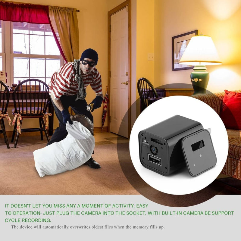 Hd 1080p hidden camera usb charger home security - security 