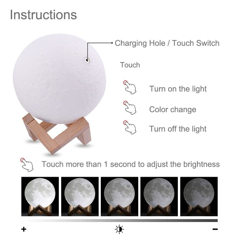 LED moon lamp, Choose 2-16 Color Models - ELECTRONICS-HEAVEN