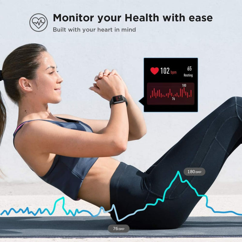 Letscom smart watch fitness tracker heart rate monitor step 
