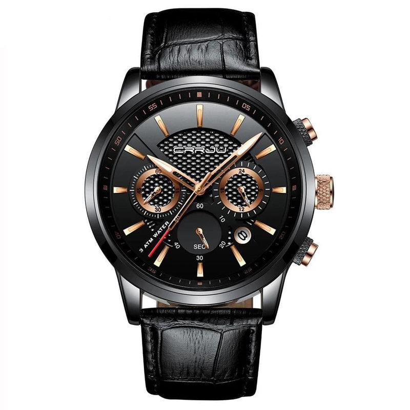 Magent Leather Quartz Wrist Watch - Black Gold