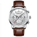 Magent Leather Quartz Wrist Watch - Silver
