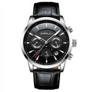 Magent Leather Quartz Wrist Watch - Black