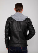 Men’s butch hooded pu faux leather moto jacket - jackets & 