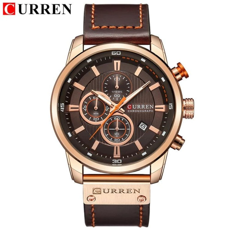 Men’s Luxury Chronograph Quartz Watch - rose coffee