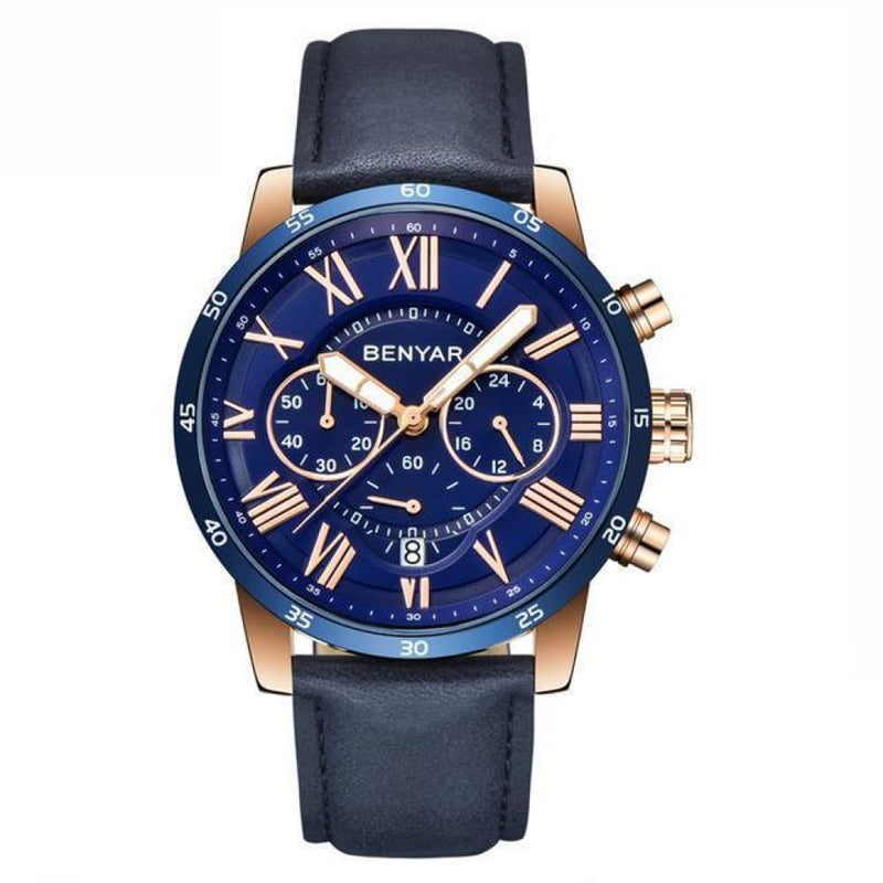 Meteor Chronograph Leather Watch - Blue
