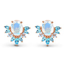 Moonstone blue topaz earrings - manon - 14kt rose gold 
