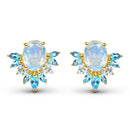 Moonstone blue topaz earrings - manon - 14kt yellow gold 