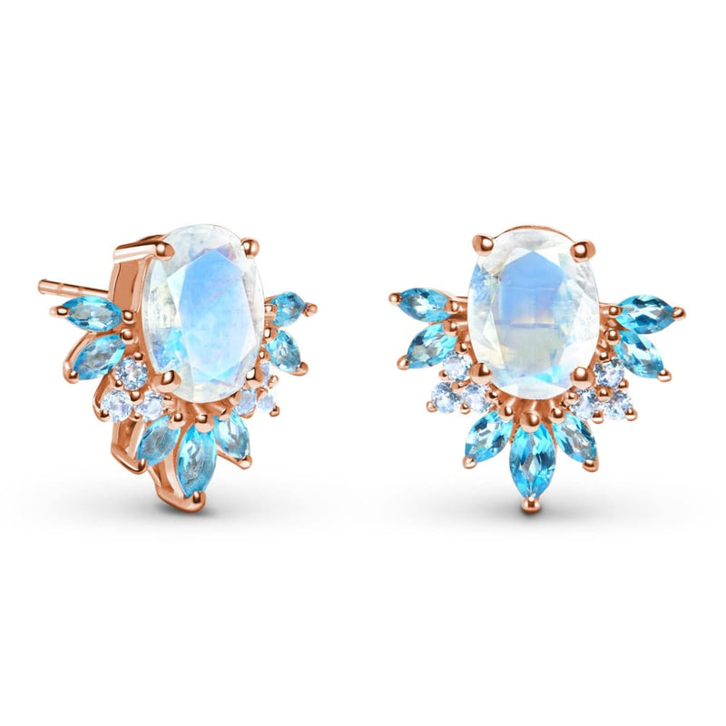 Moonstone blue topaz earrings - manon - moonstone earrings