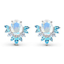 Moonstone blue topaz earrings - manon - 925 sterling silver 