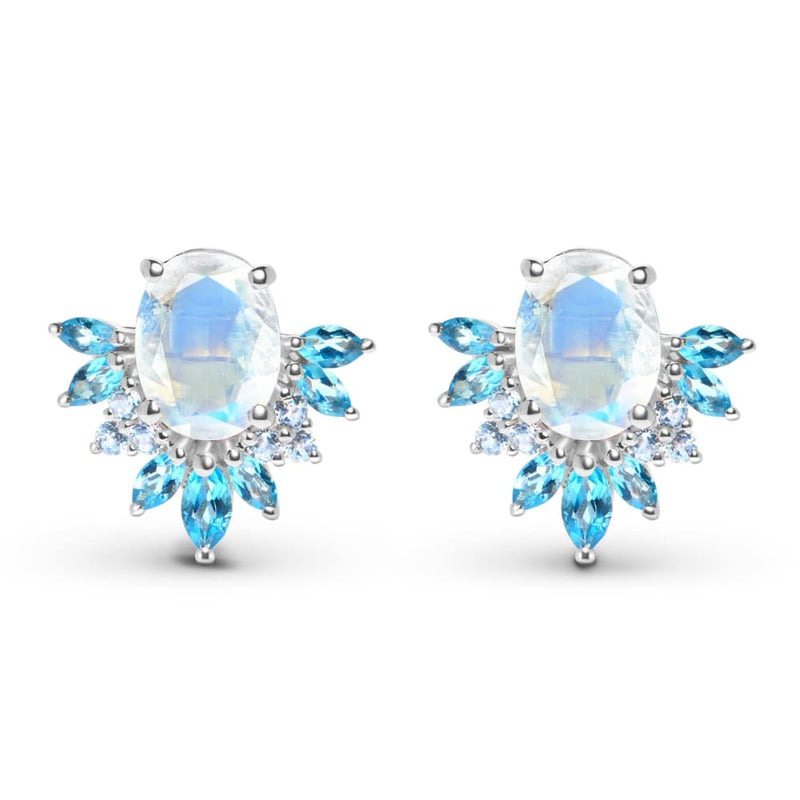 Moonstone blue topaz earrings - manon - 925 sterling silver 