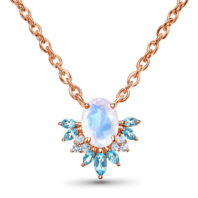Moonstone blue topaz necklace - manon - 14kt rose gold 