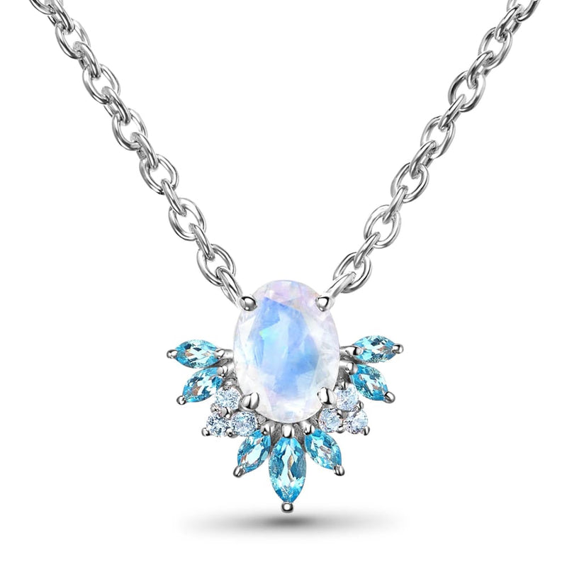 Moonstone blue topaz necklace - manon - 925 sterling silver 
