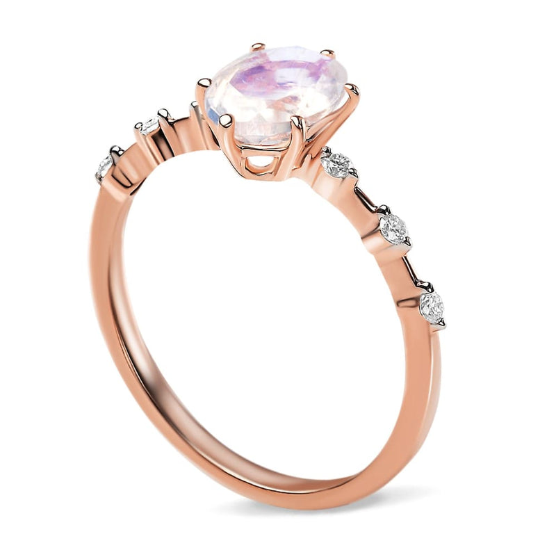 Moonstone diamond ring - amour - moonstone engagement ring