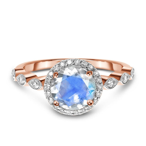 Moonstone diamond ring - soulmate - 14kt solid rose gold / 5
