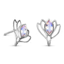 Moonstone earrings - lotus studs - moonstone earrings