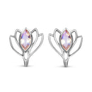 Moonstone earrings - lotus studs - 925 sterling silver - 