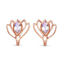 Moonstone earrings - lotus studs - 14kt rose gold vermeil - 