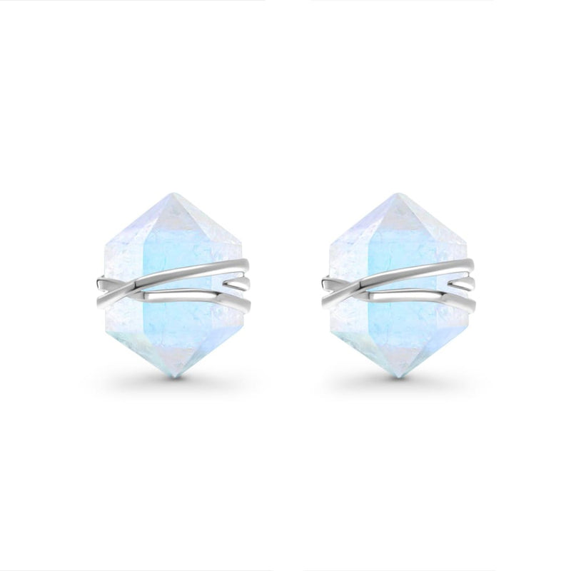 Moonstone earrings - sheeny studs - 925 sterling silver - 