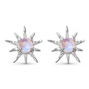 Moonstone earrings - starlight studs - 925 sterling silver -