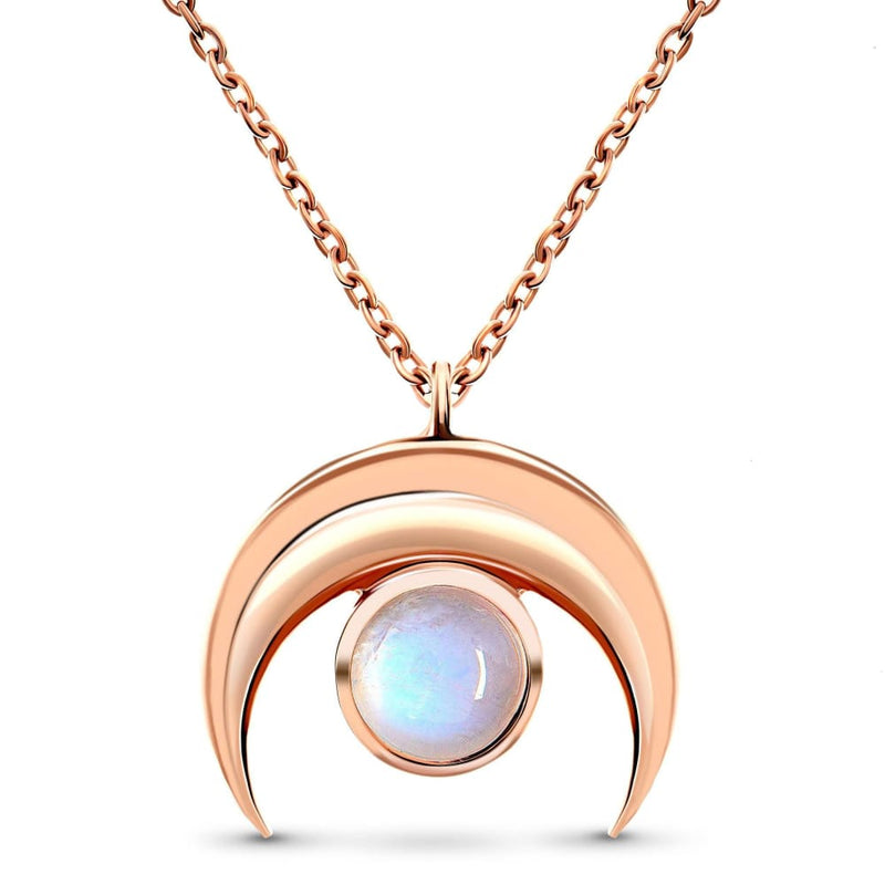 Moonstone necklace - crescent moon - 14kt rose gold vermeil 