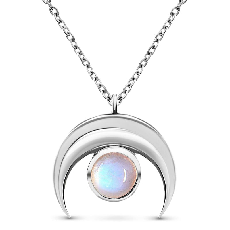 Moonstone necklace - crescent moon - 925 sterling silver - 