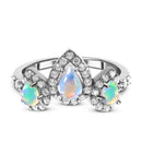 Moonstone opal ring - eternity - 925 sterling silver / 5 - 