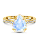 Moonstone ring - nymph - 14kt yellow gold vermeil / 5 - 