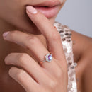 Moonstone ring with diamonds - abundance - moonstone 