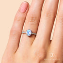 Moonstone ring with diamonds - mirth - moonstone engagement 