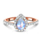 Moonstone ring with diamonds - tear of joy - 14kt solid rose