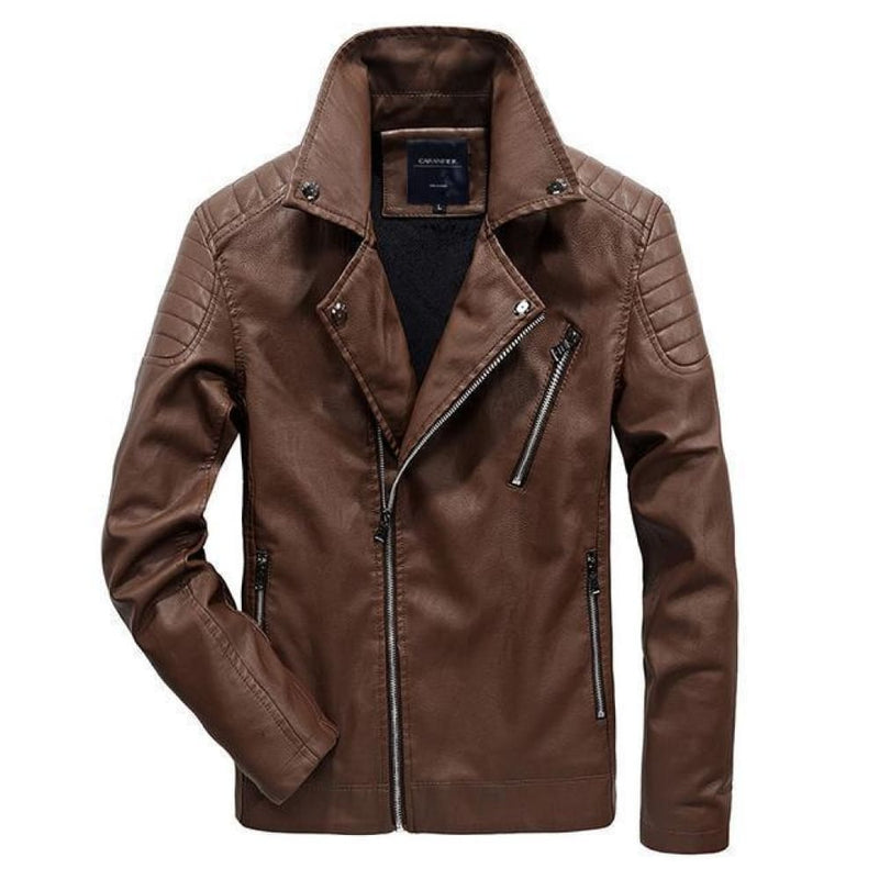 Motorcycle classic men’s leather jacket - coffee / small