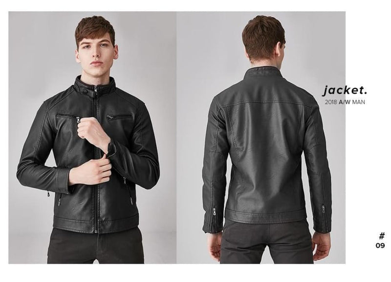 Motorcycle rider casual men’s leather jacket