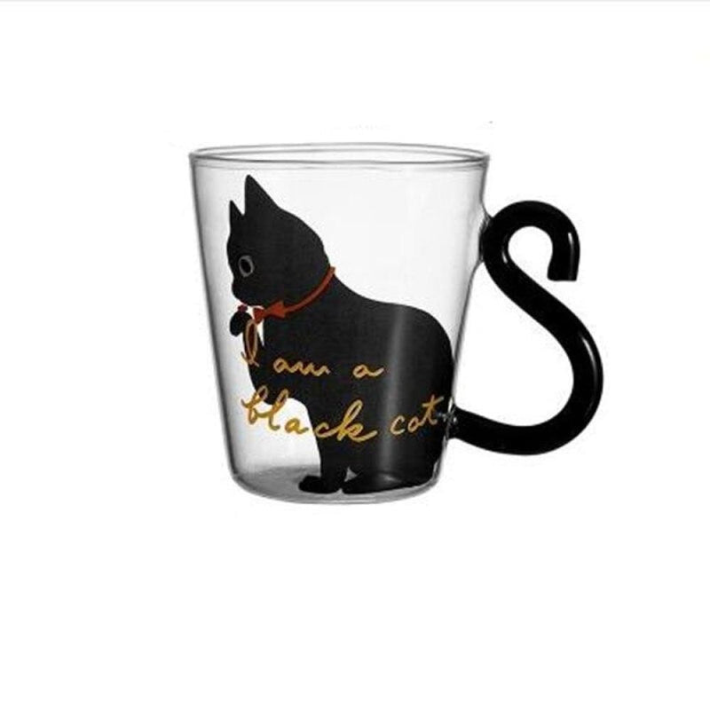 Mugs Cups Cat Picture Borosilicate Material - Black Cat 1 / 