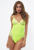 Natosha - lace lingerie bodysuit - s / lime green - lingerie